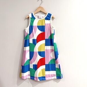 Hanna Andersson Girls Sleeveless A-Line Dress 8 Multicolor Cotton Retro Play